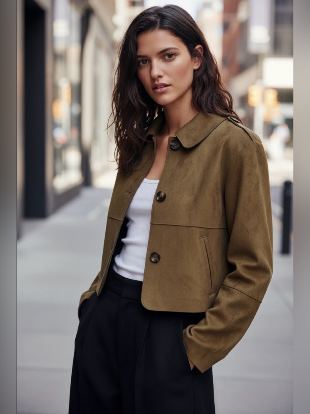 ZARA Cropped Faux Suede Jacket